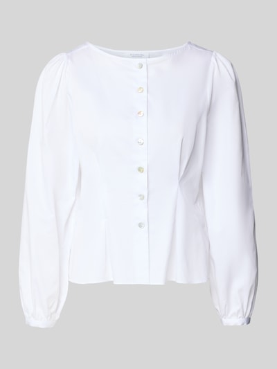 Produktfoto, Taillierte Bluse mit Rundhalsausschnitt von Rich & Royal in Weiß aus reiner Baumwolle, Knopfleiste, taillierter Schnitt, lange Ärmel