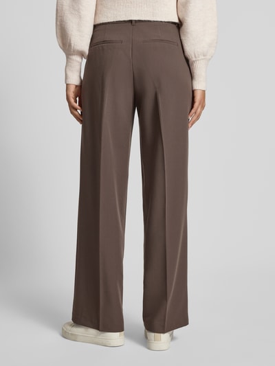 JJXX Spodnie materiałowe o szerokim kroju z dodatkiem wiskozy model ‘Ellis’ Ciemnobrązowy 5