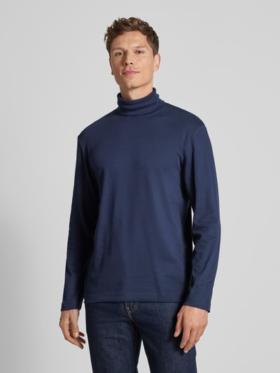 Tom Tailor Regular Fit  Langarmshirt aus Baumwoll-Mix mit Rollkragen  Marine 4