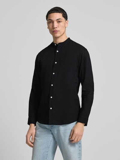 JACK & JONES Freizeithemd mit Leinen-Anteil Modell 'BREEZE' Black 4