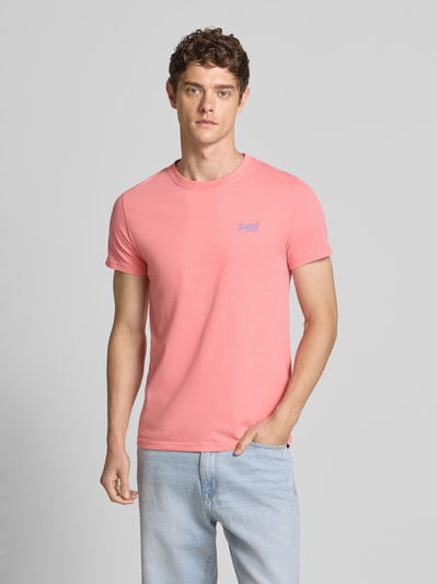 Superdry T-shirt met labelstitching Felroze - 4