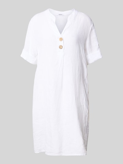 ZABAIONE Knielange linnen jurk met V-hals Wit - 2