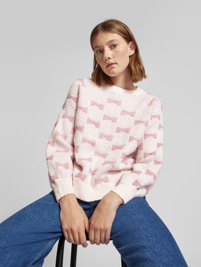 Only Sweter z bufiastymi rękawami model ‘Clara’ Różowy 3