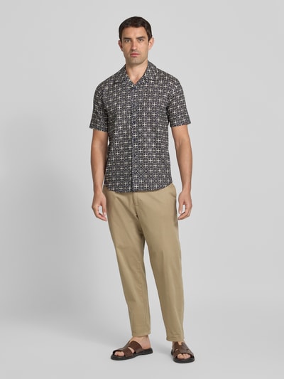 GABBA Regular fit vrijetijdsoverhemd met reverskraag, model 'TIMO' Marineblauw - 1