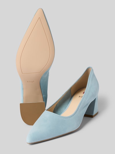 Productfoto, Pumps aus Leder mit Blockabsatz van Högl in lichtblauw, puntige neus, instapmodel, stevige hak, leer, hoogte 5 cm, schachthoogte 7 cm, schachtwijdte 20 cm