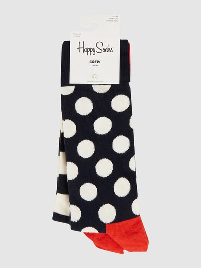 Happy Socks Sokken met all-over motief in een set van 2 stuks, model 'Classic Big Dot' Marineblauw - 2