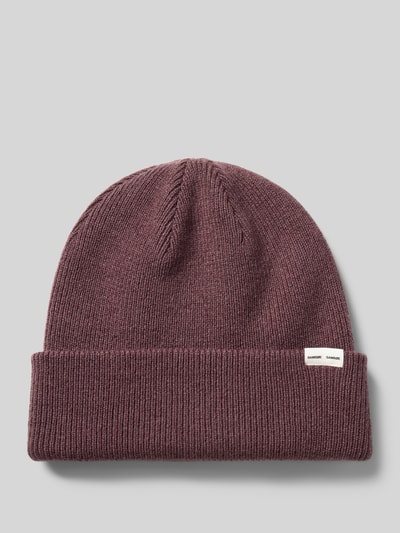 Samsøe Samsøe Czapka beanie z detalem z logo Bordowy 1