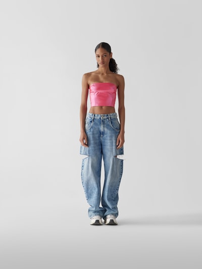 ROTATE Cropped Bandeau-Top mit Label-Prägung Pink 1