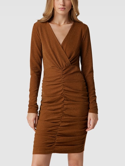 Pieces Kleid mit Raffung Modell 'LINA' Camel 4