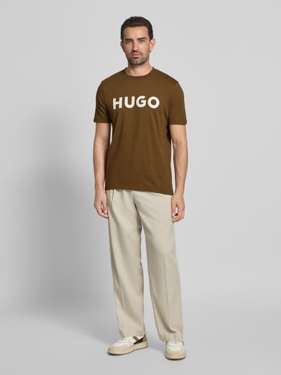 HUGO T-shirt o kroju regular fit z czystej bawełny model ‘DULIVIO’ Orzechowy 1