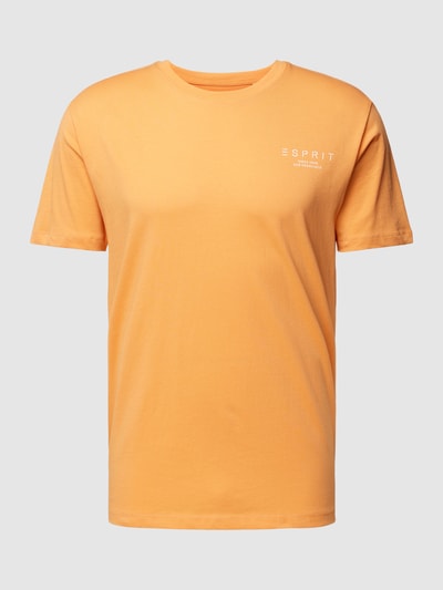 Esprit T-shirt w jednolitym kolorze z nadrukiem z logo Pomarańczowy 2