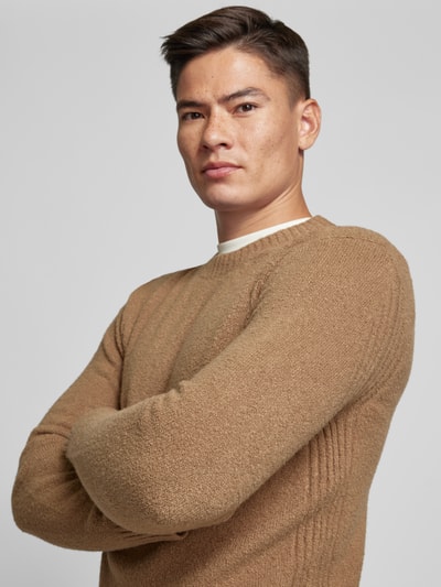 Cinque Gebreide pullover met ronde hals, model 'ZAC' Hazelnoot - 3