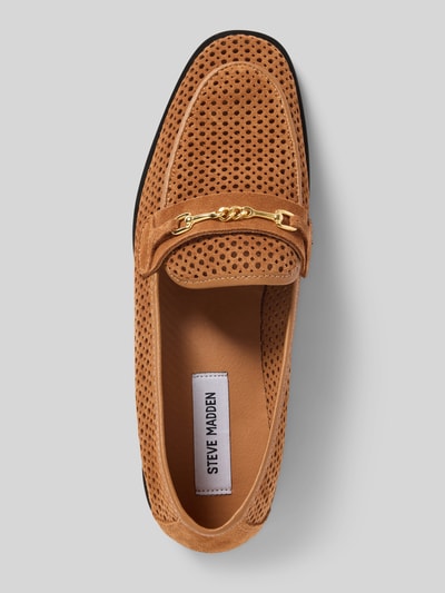 Produktfoto, Loafers aus Leder Modell 'Nafisa' von Steve Madden in Karamellbraun, abgerundete Spitze, Lochmuster, Absatz 2 cm, Szerokość w rozmiarze 40: 13 cm, wysokość cholewki 7 cm