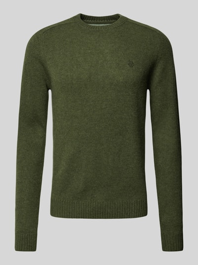 MCNEAL Strickpullover aus Lammwolle mit Label-Stitching Khaki Melange 2