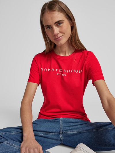 Tommy Hilfiger T-shirt z nadrukiem z logo Czerwony 3