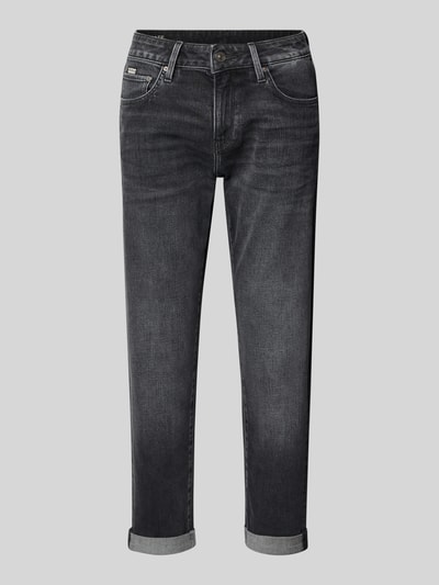 Produktfoto, Jeans mit 5-Pocket-Design Modell 'Kate' von G-Star in Schwarz aus Baumwoll-Elasthan-Mix, gerader Schnitt, fixierte Beinumschläge.