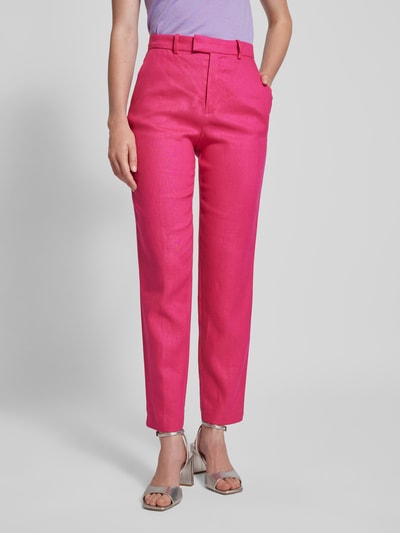 Mango Slim Fit Bundfaltenhose aus Leinen mit Gesäßtaschen Pink 4
