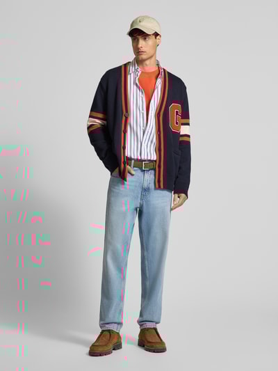 Gant Strickjacke mit V-Ausschnitt und Eingrifftaschen Dunkelblau 1