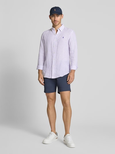 Polo Ralph Lauren Custom Fit Leinenhemd mit Button-Down-Kragen Flieder 1