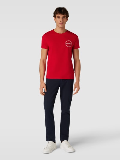 Tommy Hilfiger Slim fit T-shirt met ronde hals Donkerrood - 1