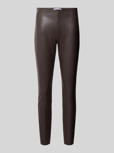 Raffaello Rossi Skinny fit broek in leerlook, model 'RESA' Donkerbruin - 2