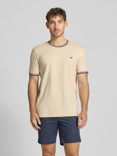 Christian Berg Men T-Shirt mit gerippten Abschlüssen Ecru 4