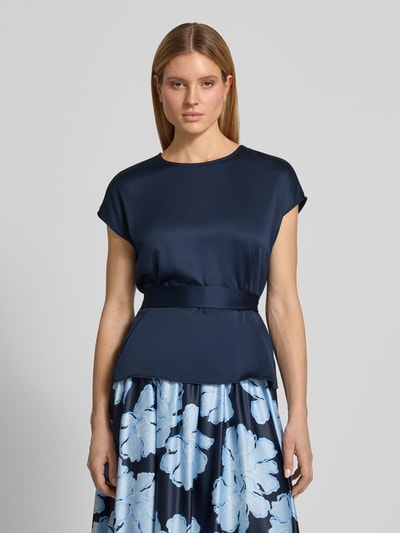 Christian Berg Cocktail Blouseshirt met ronde hals en strikceintuur Donkerblauw - 4