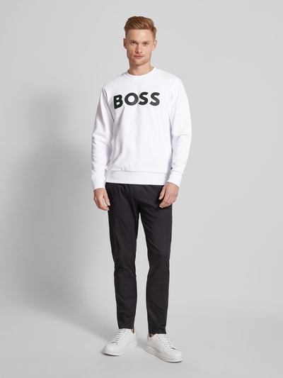 BOSS Sweatshirt met labelprint, model 'Soleri' Wit - 1