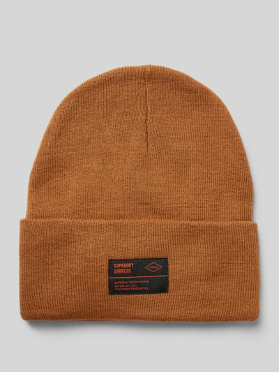 Superdry Czapka beanie z naszywką z logo model ‘WORKWEAR’ Camel 1