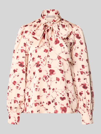Produktfoto, Regular Fit Schluppenbluse im Allover-Look von Christian Berg Woman Selection, crèmekleurig met rode bloemen, dames Schluppenbluse, ruglengte maat 36: 62 cm, mouwlengte maat 36: 64 cm