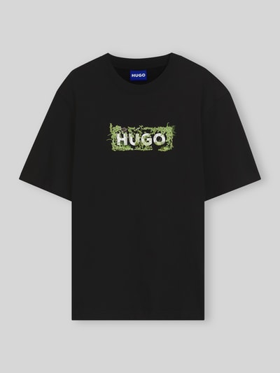HUGO Blue t-shirt o kroju regular fit z czystej bawełny model 'Niviotee' BLACK 2