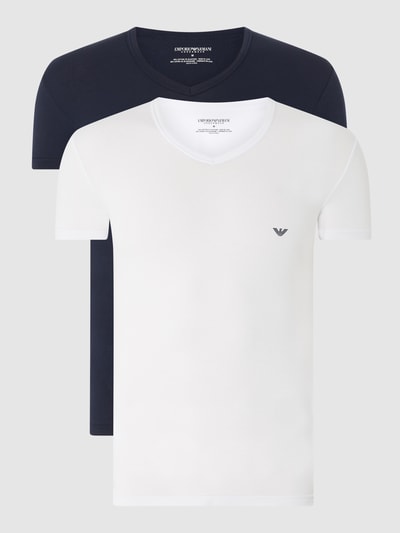 Emporio Armani T-shirt z bawełny w zestawie 2 szt. Biały 1