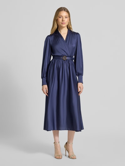 Rinascimento Cocktailkleid in Wickel-Optik mit V-Ausschnitt Blau 4