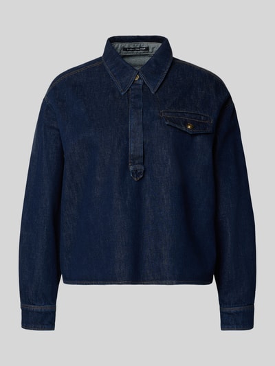 Produktfoto, Regular Fit Jeansbluse mit Brusttasche von LUISA CERANO, dunkles Blau, Mieszanka bawełny i lyocellu, kołnierzyk koszulowy, długość tyłu 68 cm, długość rękawów 55 cm