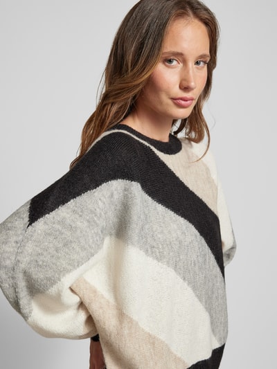 ICHI Gebreide pullover met raglanmouwen, model 'KAMARA' Zwart - 3