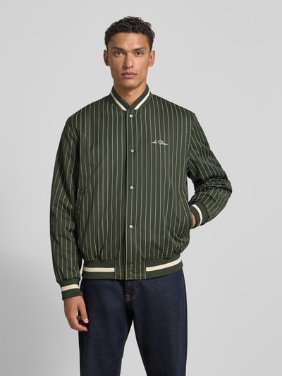 Les Deux Bomberjack met labelstitching, model 'Varsity Tech' Donkergroen - 4