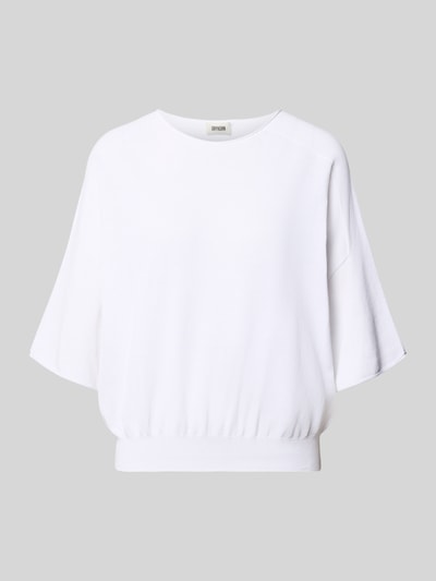 Produktfoto, Strickshirt mit Rundhalsausschnitt Modell 'DILARY' von Drykorn aus bawełna, krój relaxed fit, zrolowany brzeg, kolor biały