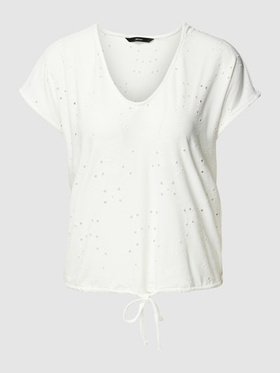 Vero Moda T-Shirt mit Lochstickerei Modell 'CAMIL CAP' Weiß 2