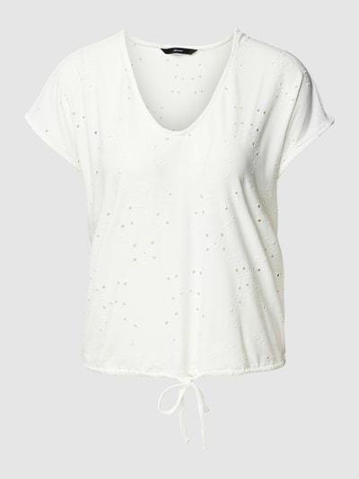 Vero Moda T-Shirt mit Lochstickerei Modell 'CAMIL CAP' Weiss 2