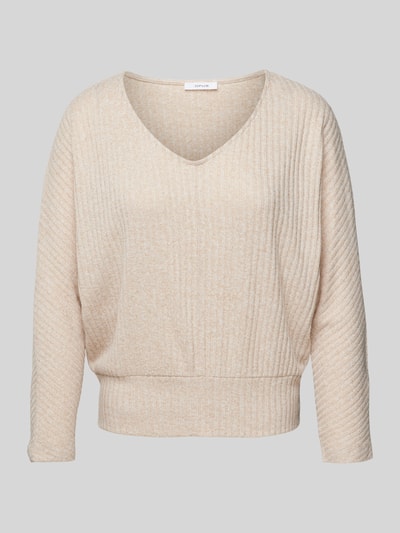 OPUS Longsleeve mit V-Ausschnitt Modell 'Sococo' Beige 1