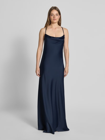 V.M. Abendkleid mit Wasserfall-Ausschnitt Marine 4
