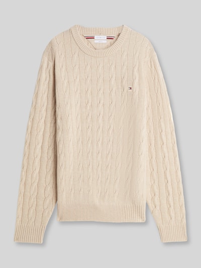 Tommy Hilfiger Regular Fit Pullover aus reiner Schafswolle Offwhite 2