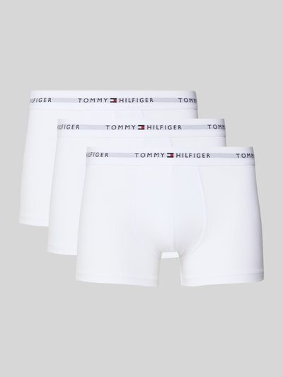 Produktfoto, Trunks aus Baumwoll-Mix im 3er-Pack von Tommy Hilfiger in Weiß, Skinny Fit, elastischer Bund mit Label-Schriftzug, unifarben, Stretch.
