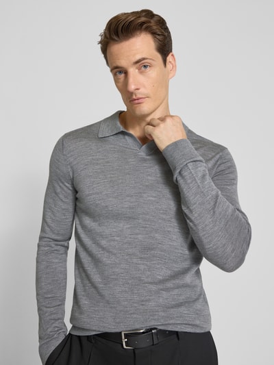 SELECTED HOMME Regular fit poloshirt van zuivere wol, model 'TRAY' Middengrijs - 3