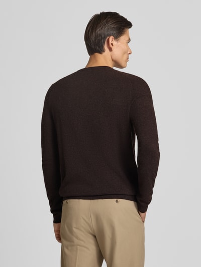 Christian Berg Men Strickpullover aus Kaschmir mit V-Ausschnitt Schoko Melange 5