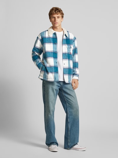 Tommy Jeans Regular fit overhemdjack met knoopsluiting, model 'CHECK SHERPA' Petrol - 1