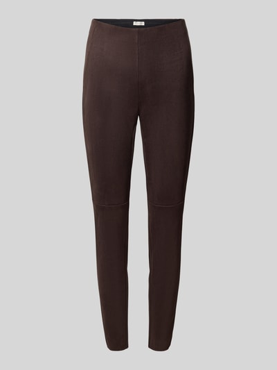 Christian Berg Woman Slim Fit Hose in Leder-Optik Schoko 1
