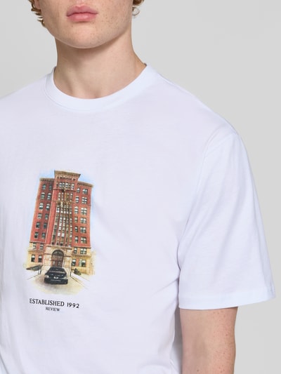 REVIEW T-Shirt mit Label-Print Weiss 3