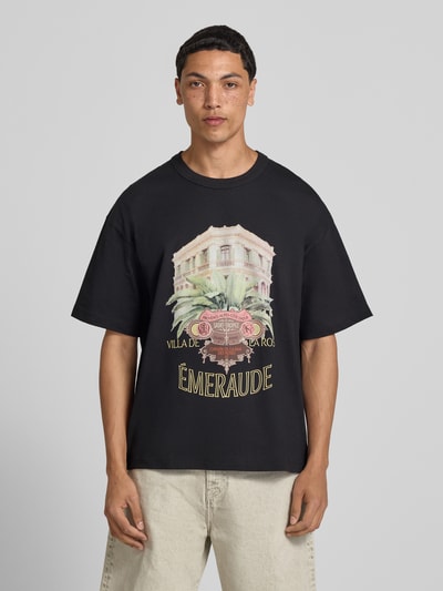 JACK & JONES T-shirt met motiefprint model 'MENTON' Zwart - 4