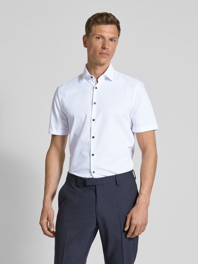 Jake*s Slim Fit Kurzarmhemd mit Kentkragen Weiss 4